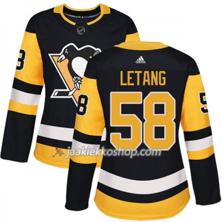 Nainen NHL Pittsburgh Penguins Pelipaita Kris Letang 58 Adidas 2017-2018 Musta Authentic